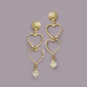Austrian Crystal Heart Dangling Post Earrings - X1947