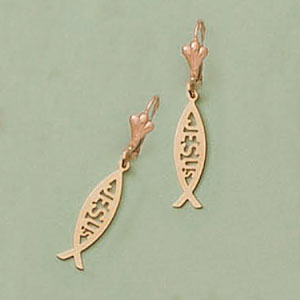 Dangling "Jesus" Fish Earrings - X2181