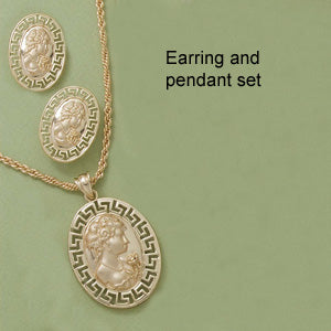 Cameo Earring & Pendant Set - X2192