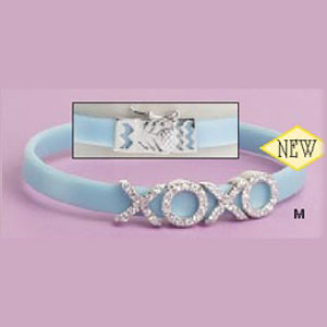 7.5" SS Light Blue CZ "XOXO" Bracelet - X4200