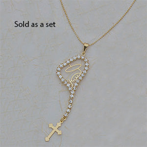 18" Crystal Religious Heart Pendant Set - X6245