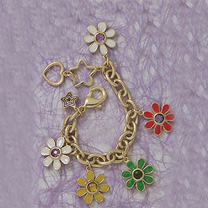 Colorful Enamel Floral 7.5" Bracelet & 16" Necklace Set - X6247