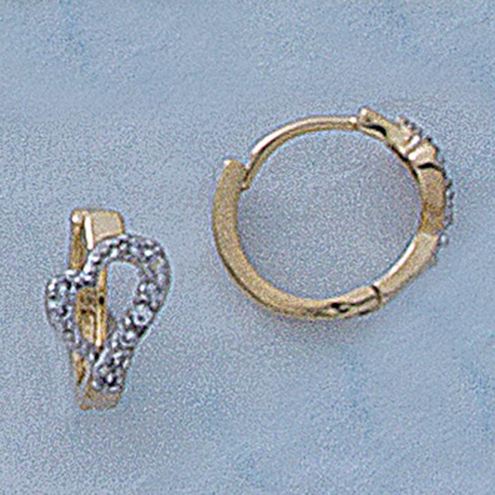 CZ Heart Hoop Earrings - X2329