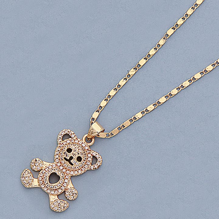 25mm Pave Teddy Bear 18” Necklace Set - X6265