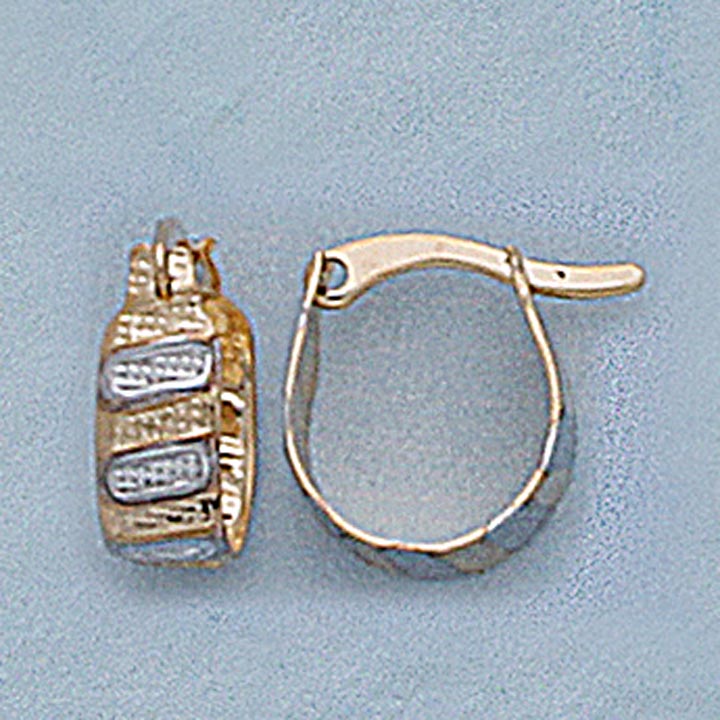 10mm Two-Tone Ladder Hoop Earrings - X2497