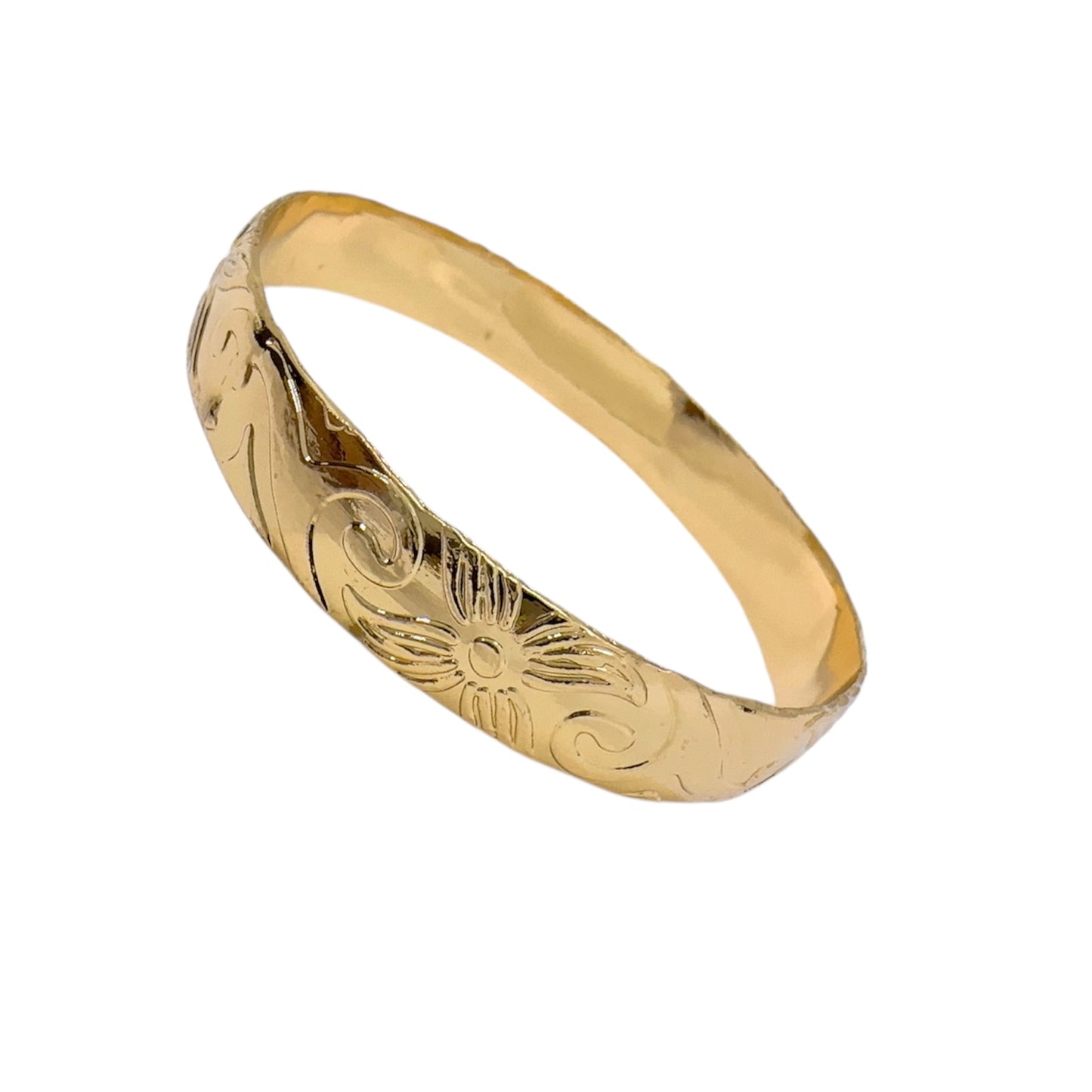 10mm Wide & Heavy "Large Rose" Floral Bangle - XB425