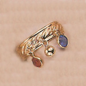Austrian Crystal & Gold Ball Dangling Ring - XR114