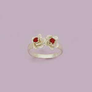 SS Floral Double Red Austrian Crystal Spinning Ring - XR203