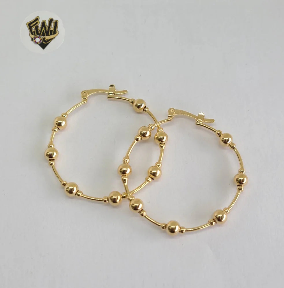 35mm Balls Station Hoop Earrings - X2521