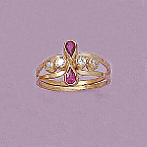 CZ & Ruby Pear Shape Ring - XR054