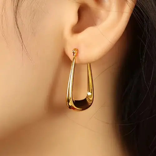 Puffed Triangular Hoop Earrings - X2510