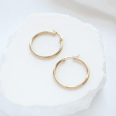 25mm Round Tube Hoop Earrings - X2546