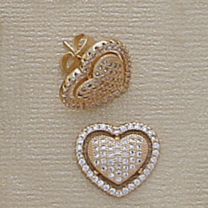 Pave Stone 15mm Heart Post Earrings - X2439