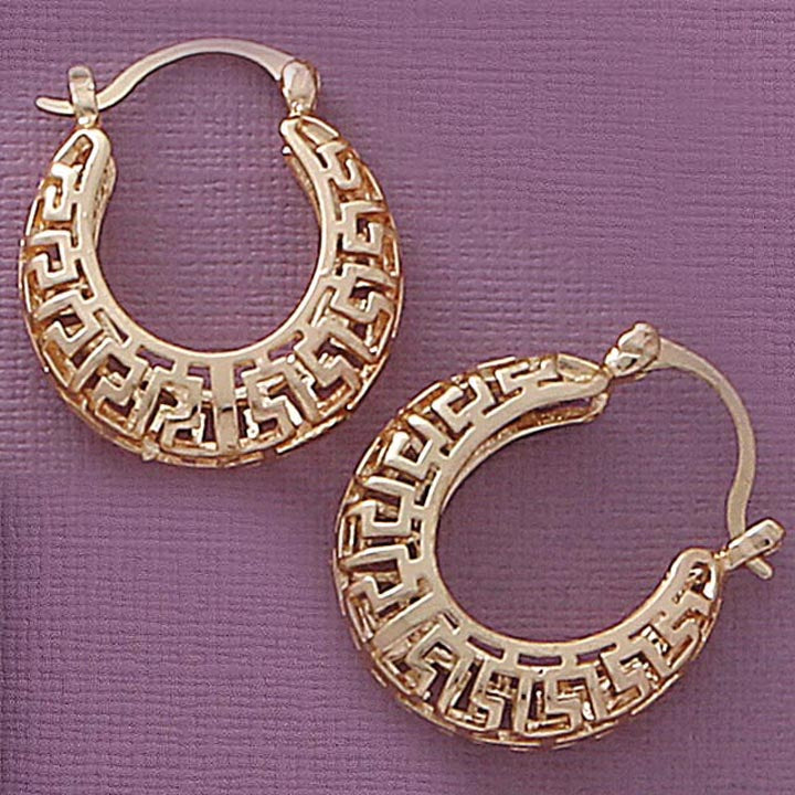 Greek Key Hoop Earrings - X2423