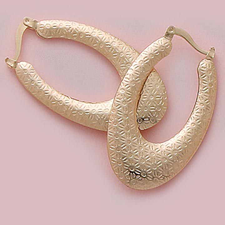 Puffed Oval Textured Earrings - X2446