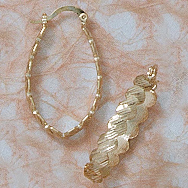 Oval Diamond Cut Hoop Earrings - X2203