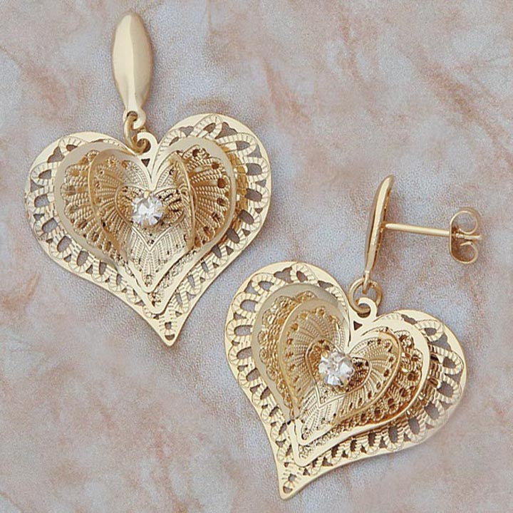 CZ Heart Post Earrings - X2191