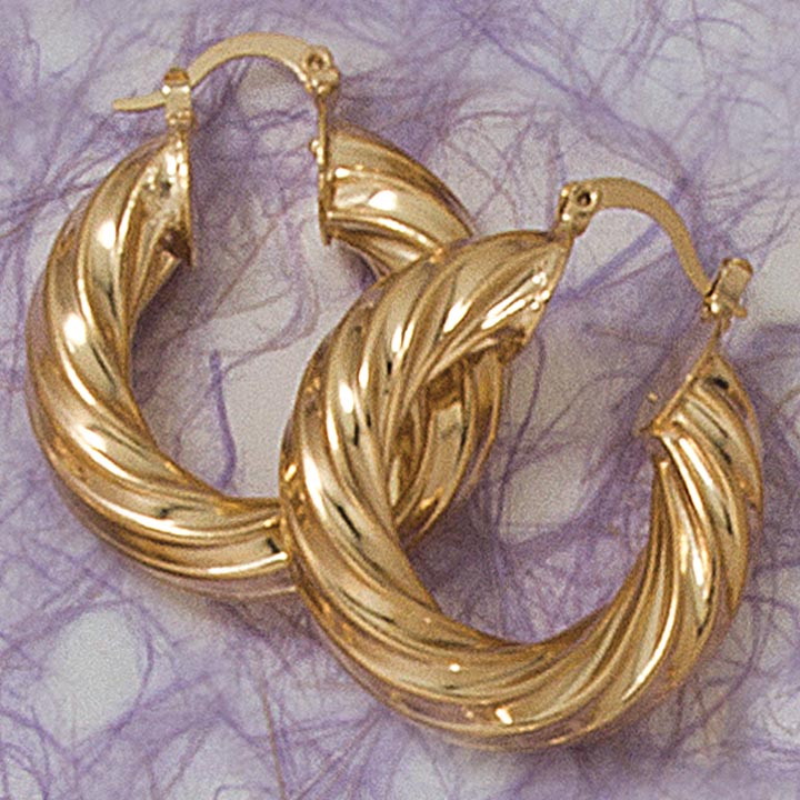 Thick Twist Medium Hoop Earrings - X2304
