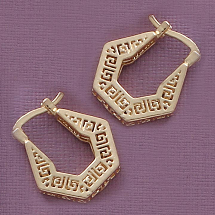 Greek Key Hoop Earrings - X2458