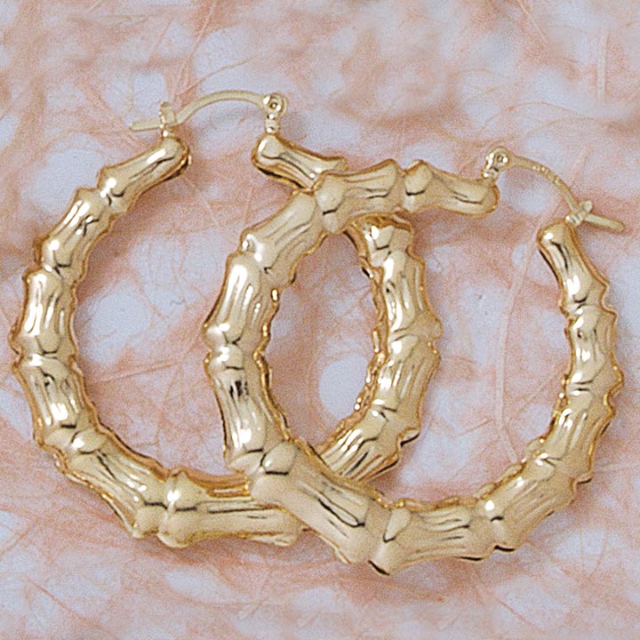 Puffed Bamboo Hoop Earrings - X2311
