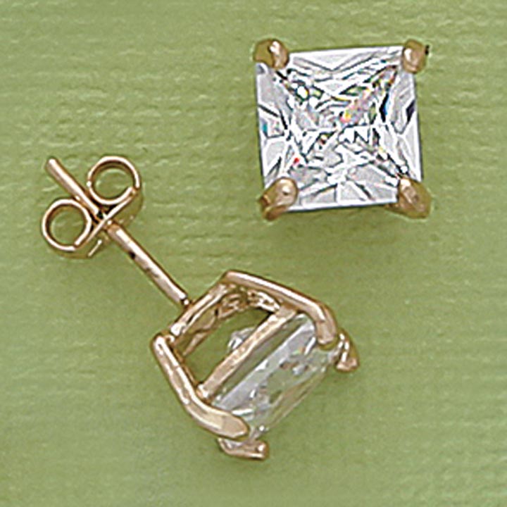 Square CZ 8mm Stud Earrings - X2263