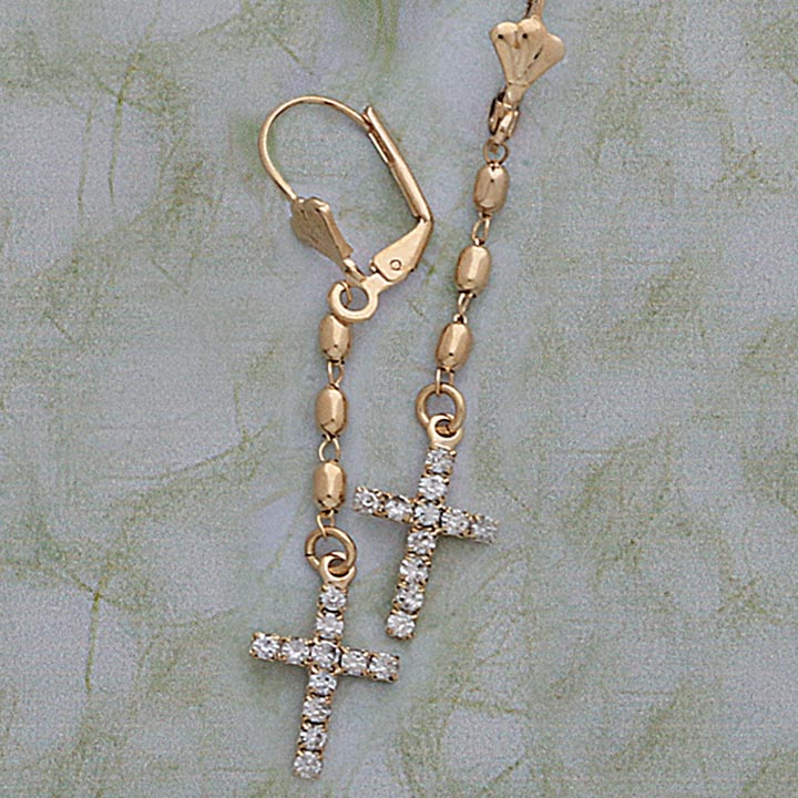 CZ Cross Dangling Earrings - X5708