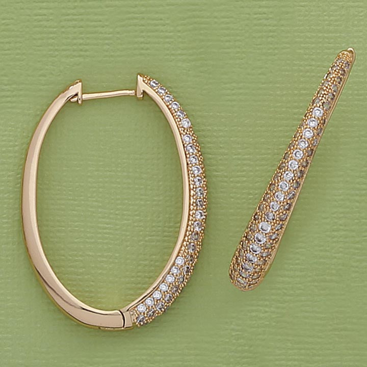 Oval 40mm Hoop Earrings with Stones - X2412