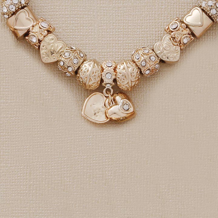 Heart Charm 7.5" Bracelet with CZs - X4388