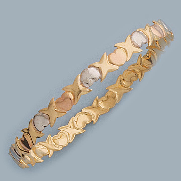 Heart Hugs & Kisses Tri-color Bangle - XB320