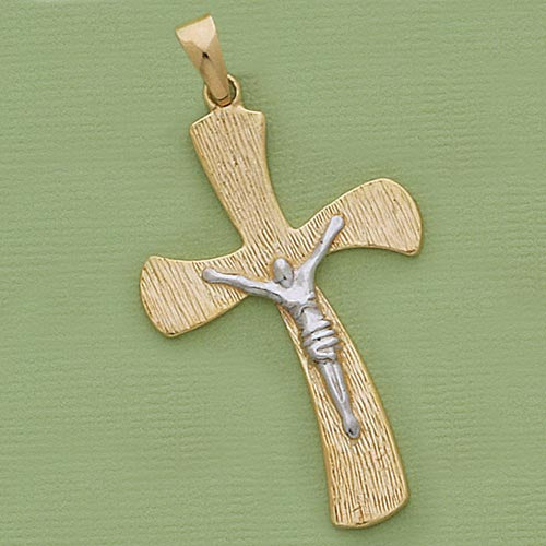 55mm Two-Tone Crucifix Pendant - X5845