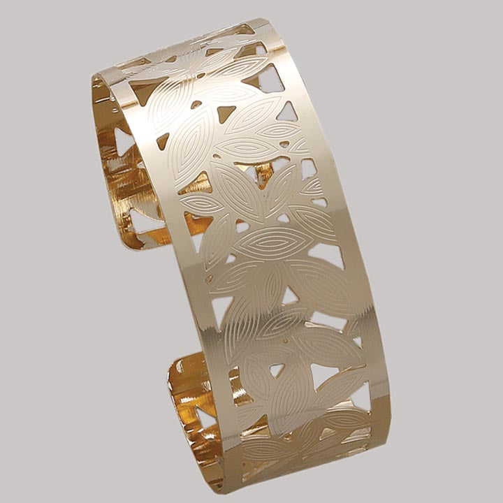 37mm Cut Out Etched Cuff Bangle - XB421