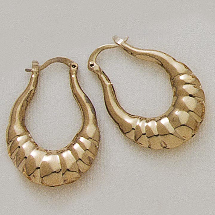 33mm Heavy Puffed Shrimp Hoop Earrings - X2353