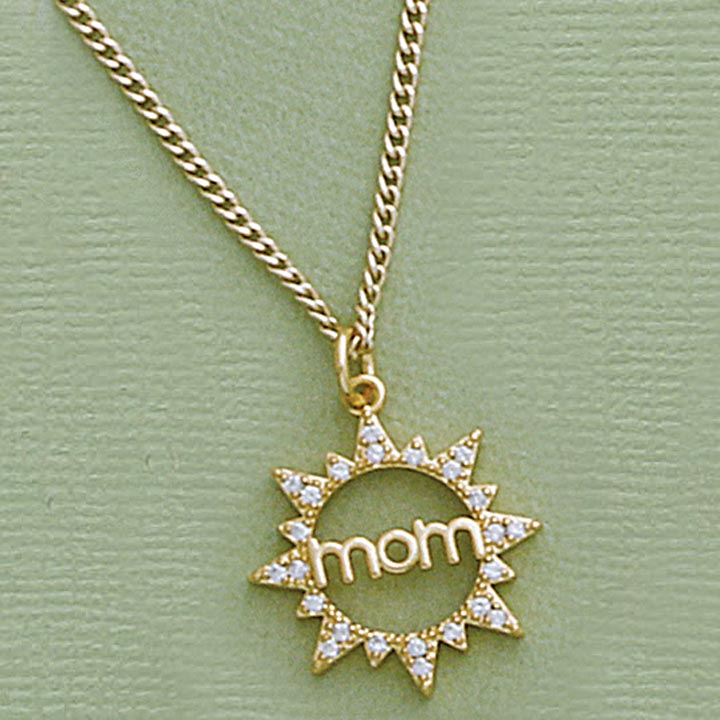18mm CZ "Mom" Pendant & 20" Necklace Set - X6289