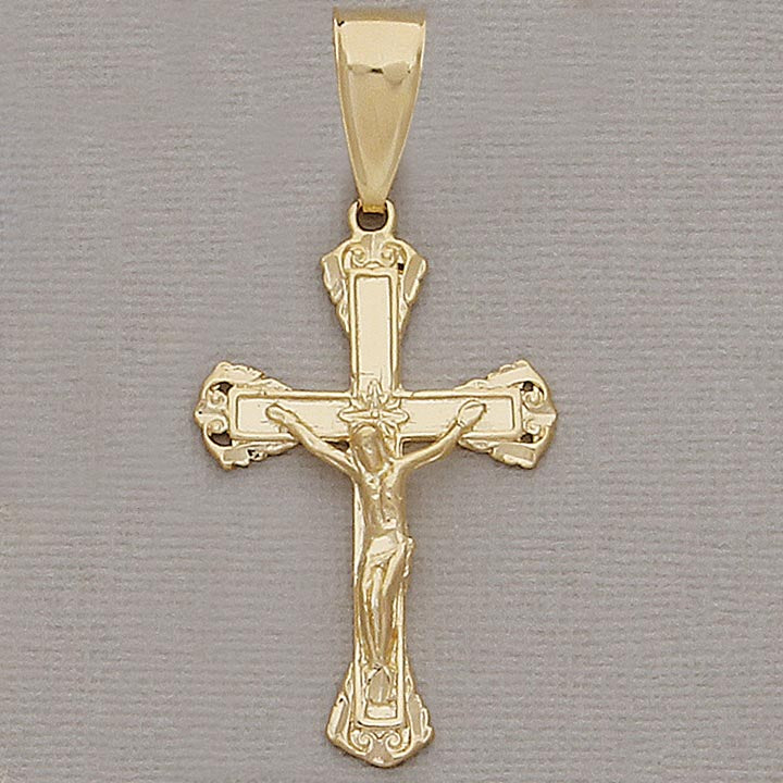 14K Gold-Filled 40mm Fancy Ornate Crucifix Pendant – Religious Statement Faith Jewelry for Women & Men