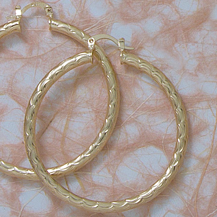 50mm Etched Hoop Earrings - X2176