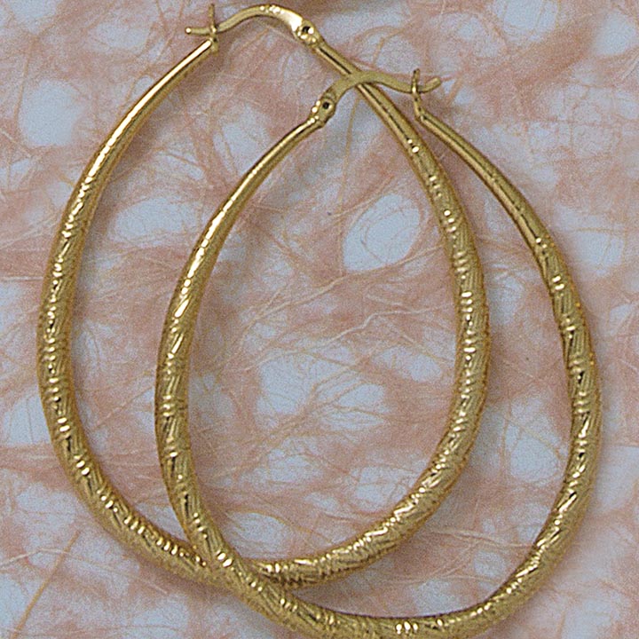 30mm Etched Oval Hoop Earrings - X2285