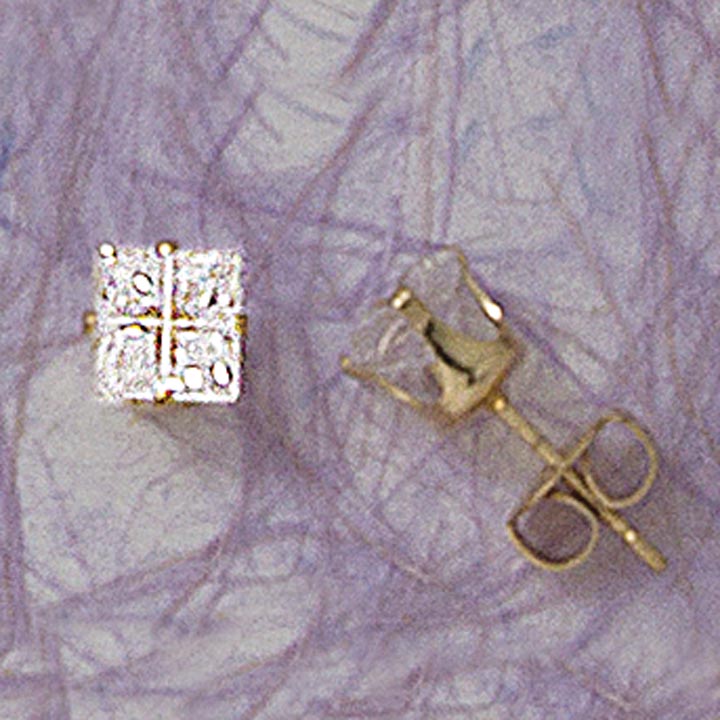 6mm Square CZ Post Earrings - X2154