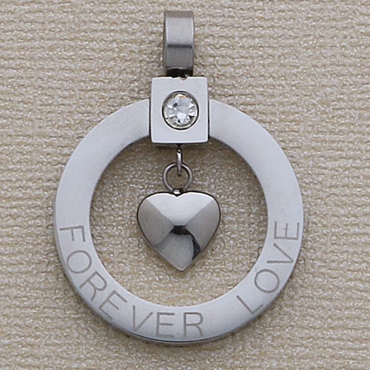 25mm SS Forever Love Dangling Heart CZ Pendant - X5858