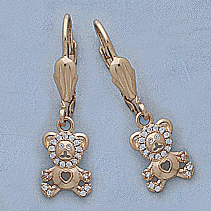 Pave Teddy Bear Earrings - X2492