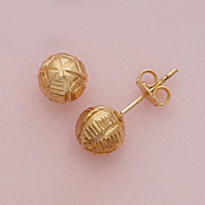 8mm Etched Ball Post Earrings - X2482