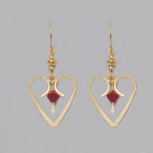 Red Austrian Crystal Heart Earrings - X1339
