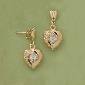 CZ Heart Dangling Post Earrings - X2220