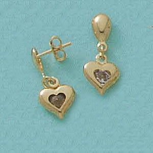 CZ Dangling Heart Earrings - X2244