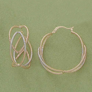 Two-tone Geometric Hoop Earrings - X2259