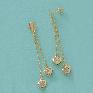 CZ Dangling Heart Post Earrings - X2264
