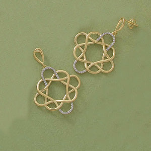 CZ Two-tone "Snowflake" Post Earrings - X2280