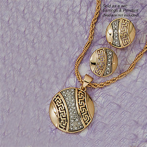 CZ Greek Key Earring & Charm Set - X2292