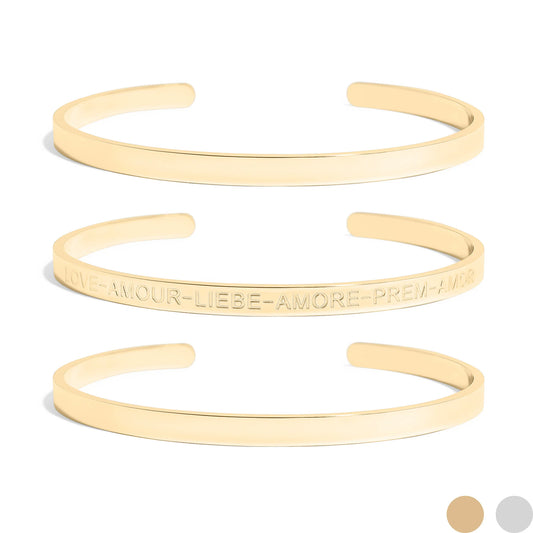 "LOVE" 3 piece Cuff Bangle Set - XB436