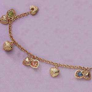 10" Puffed Hearts Anklet - X4250