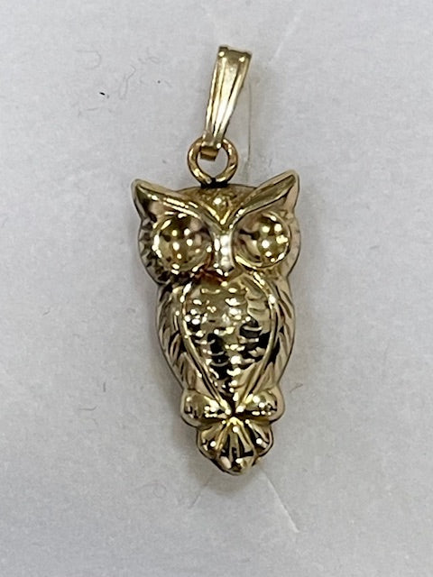 Puffed Old Wise Owl Pendant - X5347
